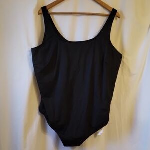 Amazon Essentials Black Scoop Neck One-Piece Swimsuit